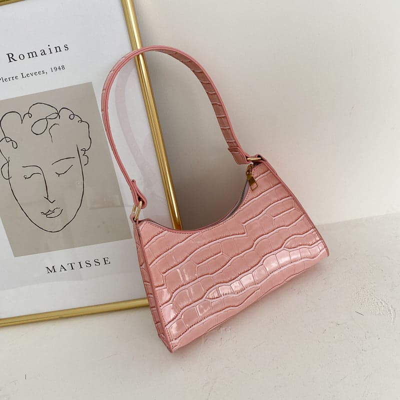 Croc-Effect Baguette Shoulder Bag — view 3